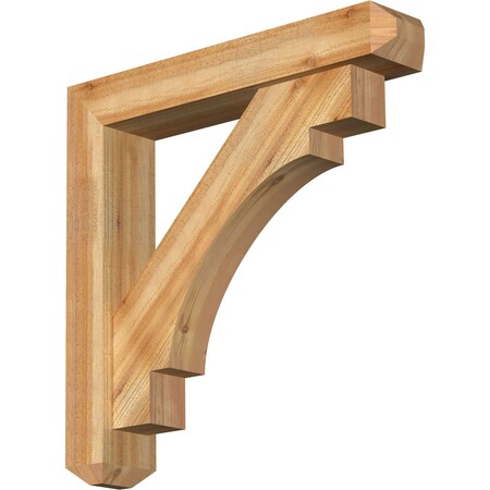Merced Craftsman Rough Sawn Bracket w/ Offset Brace, Western Red Cedar, 6"W x 32"D x 32"H